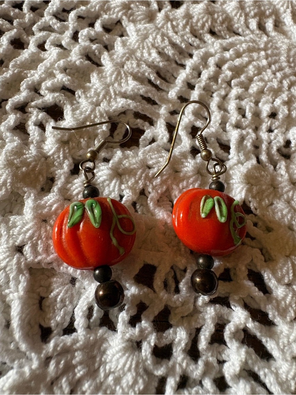 Handcrafted Orange Pumpkin Drop Earrings - Women Jewelry